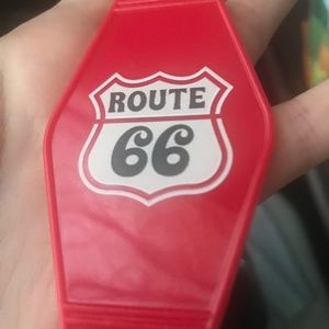 Route 66 Vintage Hotel-Style Keychain (NEW, Red)